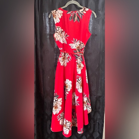 Red Floral Sleeveless Wrap Dress Made By zeagoo. Women’s Size Small. - Picture 3 of 8